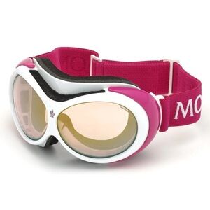 MONCLER snow Pink and White Ski Goggles Logo Rare